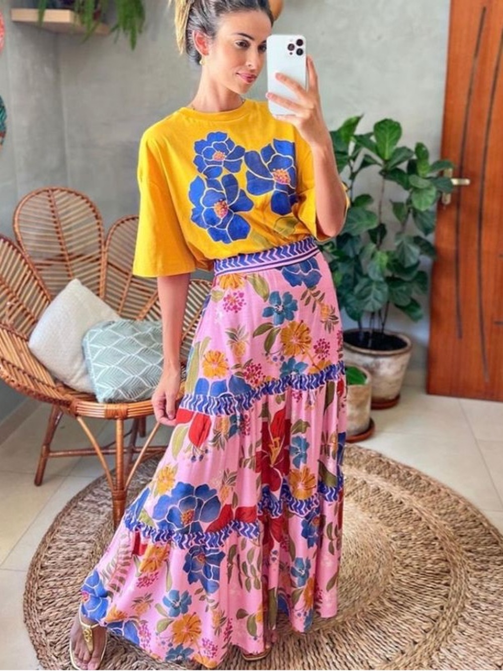 FARM RIO Florisbela Tiered Maxi Skirt Large - Picture 7 of 14